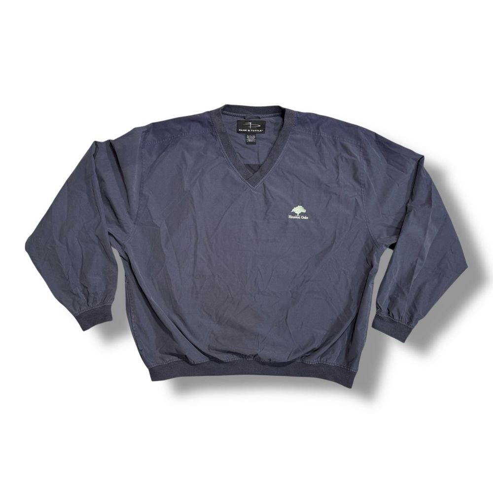 Page & Tuttle Blue Golf Windbreaker Pullover Jacket V-neck Performance Athletic